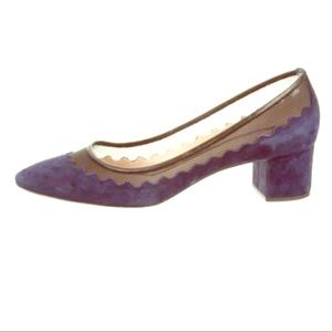 Chloe Bridget blue suede scalloped mesh pumps 8